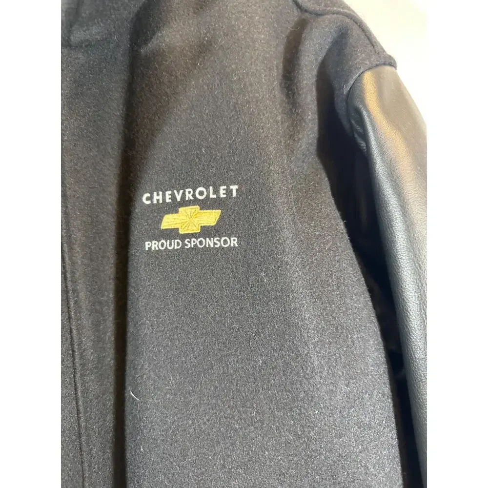 VTG RARE Salt Lake City Olympics 2002 Leather Wool Bomber Jacket Men L Chevrolet - Picture 2 of 8